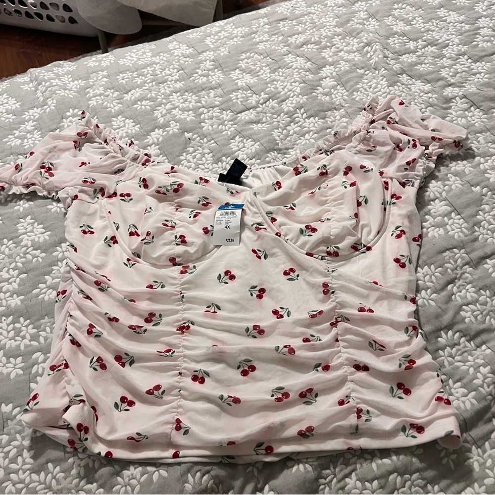 Rue21 Cherry Print Off-Shoulder Blouse